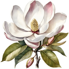 magnolia flower isolated on white - obrazy, fototapety, plakaty