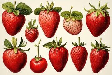 hand drawn watercolor strawberries isolated on white. AI Generated