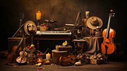 A group of musical instruments