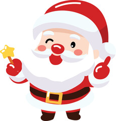 Santa Claus with a present. Cute vector illustration.