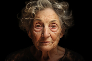 portrait of an old woman with wrinkled skin