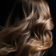 Fototapeta premium Balayage Radiance: A Stunning Hair Transformation on a Black Canvas