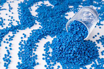 White plastic grain, plastic polymer granules,hand hold Polymer pellets, Raw materials for making...