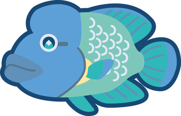 かわいいメガネモチノウオのイラスト