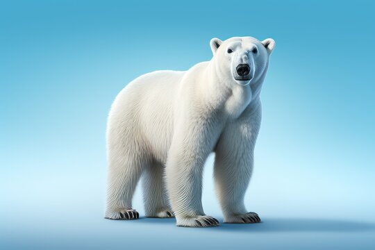 Polar bear, photorealistic, solid light blue background