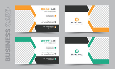 Corporate clean business card design template two color variation