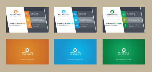 Creative simple business card template with three color variation