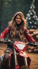 Fototapeta na wymiar a woman on a motorcycle