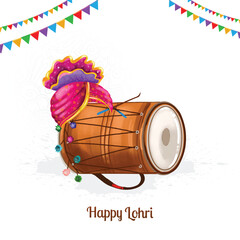 Happy Lohri holiday background for punjabi festival design - obrazy, fototapety, plakaty