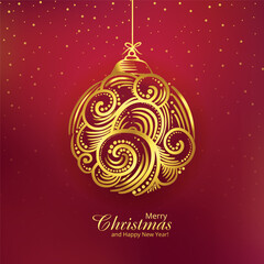Elegant decorative floral christmas golden ball backgropund