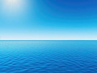 Bright blue sky over body of water with and bright blue sky over ocean,
