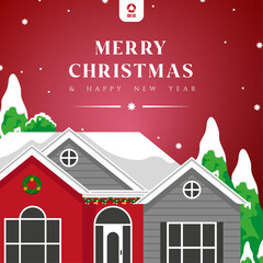 merry christmas and happy new year template poster banner