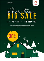 christmas big sale poster banner template design