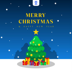 merry christmas and happy new year template poster banner