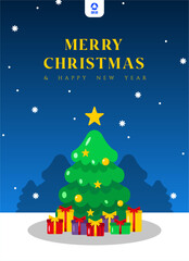 merry christmas and happy new year template poster banner