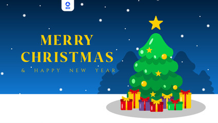 Fototapeta na wymiar merry christmas and happy new year template poster banner