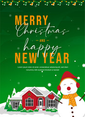 merry christmas and happy new year template poster banner