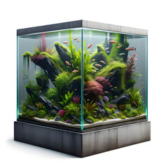 Acuario plantado, representación visual impresionante que captura la belleza y la serenidad de un ecosistema submarino en miniatura
