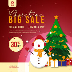 christmas big sale poster banner template design