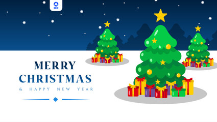 merry christmas and happy new year template poster banner