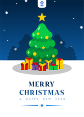 merry christmas and happy new year template poster banner