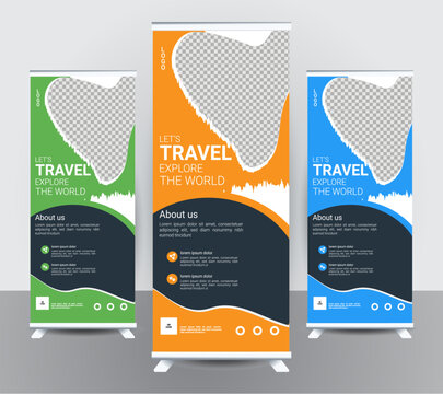 Free PSD Traveling And Tourism Rollup Banner Design Template .