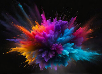 An explosion of bright colors. Feelings and emotions. AI