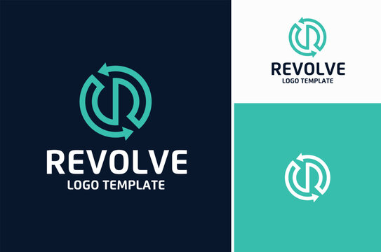 Circular Arrow Initial Letter R for Recycle Rotation Revolve Spinning Logo Design