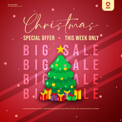 christmas big sale poster banner template design