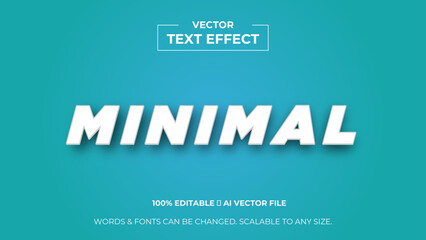 Minimal text vector effect. Simple cute gradient background. Minimal text style editable font effect. 3d style text effect graphic with shadow decoration. Vector illustration