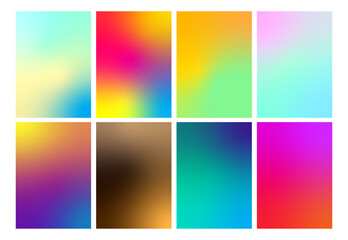 Naklejka premium Set of 8 Editable Blurry Gradient backgrounds For poster, website, web, banner, social media post resource