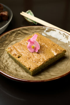 Oriental dessert cake with flower,