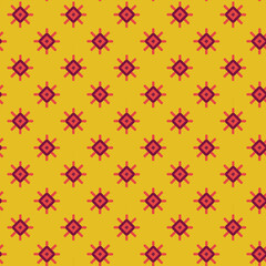 Geometric Random star flower, Background Valentine pattern, Red, Yellow, Purple, Grey, Blue, Vintage. Seamless Pattern. Print on Demand.