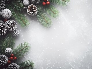 Christmas decorations on background Flat lay top view copy space.