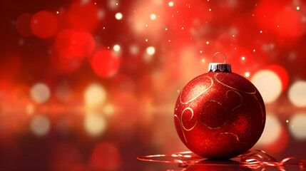 christmas background with big ornament bokeh red themed