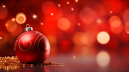 christmas background with big ornament bokeh red themed