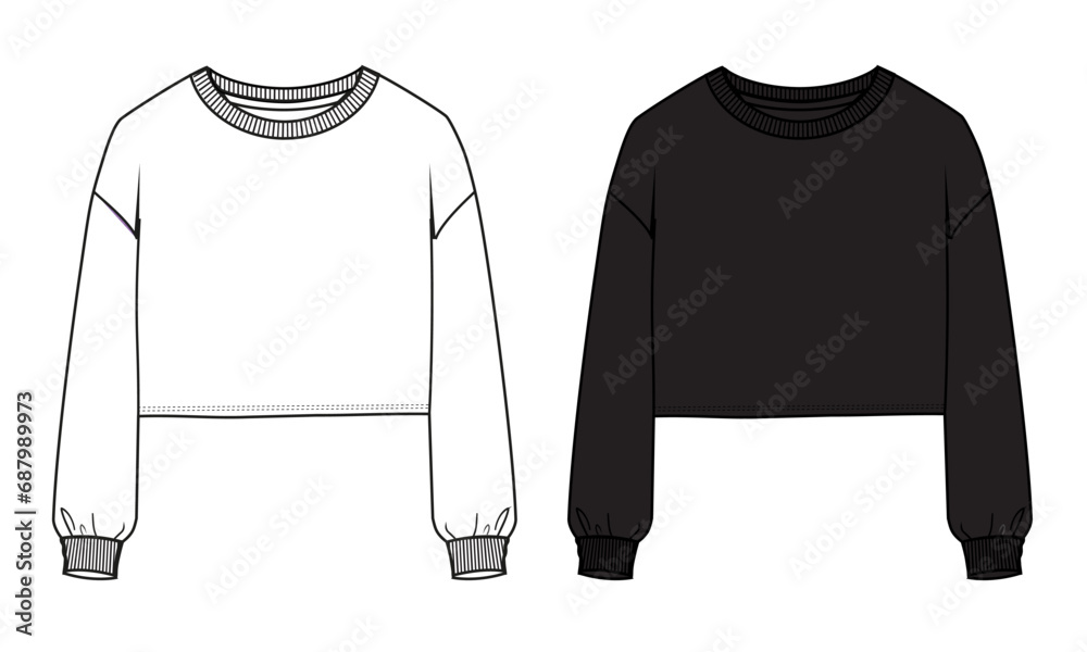 Canvas Prints Long sleeve sweatshirt vector illustration white and black color template for ladies