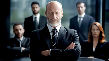 Mature - Decisive Leader Businessman With A Group - Close-knit Team. Legal Ai
