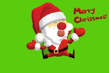 christmas card with santa claus on green background - illustration design 