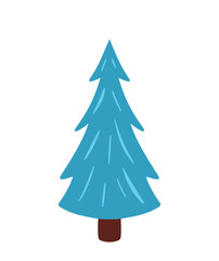 Winter Tree with Snow in Branches Animated Cartoon Flat Vector Illustration