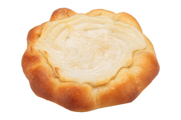 homemade cheesecake with cottage cheese, isolated background on a white background