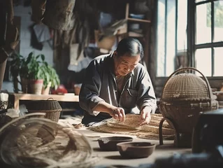 Deurstickers Chinese people  make Traditional craft creativity and handmade concept © Wanda