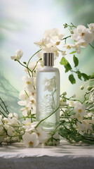 Fragrant Floral Perfume in a Transparent Bottle