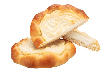 homemade cheesecake with cottage cheese, isolated background on a white background