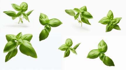 A Vibrant Collection of Green Leaves on a Crisp White Background