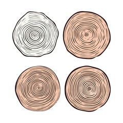 Collection of tree rings. tree rings vector graphics.