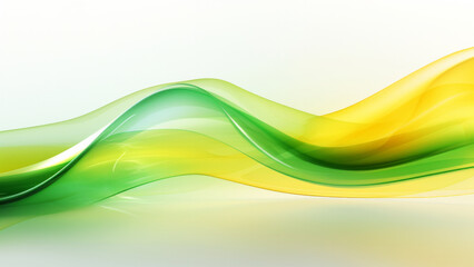 Obraz premium Abstract green and yellow waves design with smooth curves and soft shadows on clean modern background. Fluid gradient motion of dynamic lines on minimal backdrop