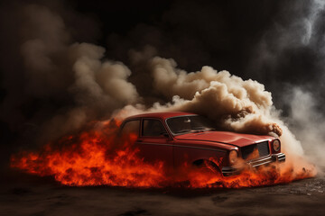 a burning car