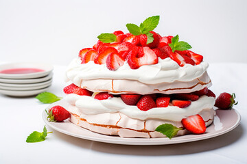 Homemade delicious meringue cake 