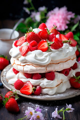 Homemade delicious meringue cake 